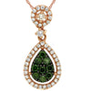 ESTATE LARGE .48CT WHITE & GREEN DIAMOND 14K ROSE GOLD CLUSTER TEAR DROP PENDANT