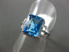 ESTATE WIDE 4.19CT DIAMOND & AAA BLUE TOPAZ 14K WHITE GOLD 3D HALO OPEN FUN RING