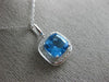 ESTATE 1.88CT DIAMOND & AAA BLUE TOPAZ 14KT WHITE GOLD 3D SQUARE HALO PENDANT