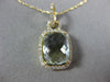 ESTATE LARGE 4.30CT DIAMOND & GREEN AMETHYST 14K YELLOW GOLD RECTANGULAR PENDANT