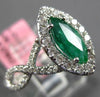 ESTATE 1.23CT DIAMOND & AAA MARQUISE CUT EMERALD 18KT WHITE GOLD ENGAGEMENT RING