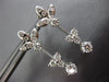 ANTIQUE 1.15CT DIAMOND 18KT WHITE GOLD 3D FLOWER LEAF HANGING EARRINGS #9453
