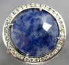 ESTATE LARGE 5.52CT DIAMOND & AAA SODALITE 14K WHITE GOLD 3D FILIGREE HALO RING