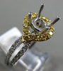 WIDE .6CT WHITE & FANCY YELLOW DIAMOND 18K 2TONE GOLD SEMI MOUNT ENGAGEMENT RING