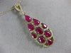 ESTATE 3.78CT DIAMOND & AAA RUBY 14KT YELLOW GOLD 3D TEAR DROP JOURNEY PENDANT