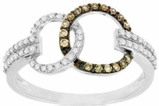 .32CT WHITE & CHOCOLATE FANCY DIAMOND 14KT WHITE GOLD 3D CIRCLE OF LIFE RING