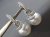 ESTATE LARGE 1.6CT DIAMOND & AAA SOUTH SEA PEARL 18K WHITE GOLD HANGING EARRINGS