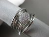 ESTATE WIDE .33CT DIAMOND 18KT WHITE GOLD MULTI ROW ROUND CLUSTER PAVE FUN RING