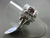 ESTATE 1.05CT DIAMOND & AAA RUBY 18KT WHITE GOLD 3D SQUARE FILIGREE FLORAL RING