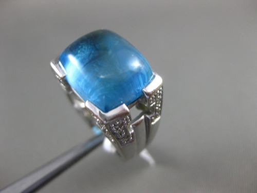 ESTATE LARGE 10.30CT DIAMOND & BLUE TOPAZ 14KT WHITE GOLD 3D TENSION FUN RING