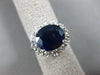 ESTATE WIDE 7.92CT DIAMOND & SAPPHIRE 14KT WHITE GOLD OVAL HALO ENGAGEMENT RING