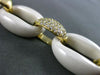 ESTATE WIDE LONG 22.35CT DIAMOND WHITE AGATE 18KT YELLOW GOLD OVAL LINK BRACELET