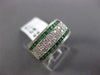 ESTATE WIDE .95CT DIAMOND & AAA EMERALD 18KT WHITE GOLD WEDDING ANNIVERSARY RING