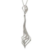 ESTATE LARGE .97CT ROUND DIAMOND 18KT WHITE GOLD 3D SWIRL LEAF MULTI ROW PENDANT