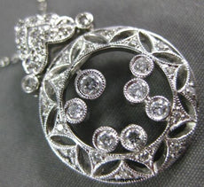 ANTIQUE LARGE .45CT DIAMOND 14KT WHITE GOLD 3D FILIGREE FLOATING PENDANT #20363