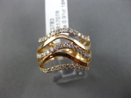 ESTATE LARGE .91CT ROUND DIAMOND 18KT ROSE GOLD 3D OPEN MULTI ROW WAVE RING