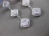 ESTATE LONG 1.68CT DIAMOND 18KT WHITE GOLD 3D SQUARE HALO HANGING EARRINGS