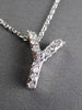 ESTATE .20CT DIAMOND 14KT WHITE GOLD 3D " Y " INITIAL FLOATING PENDANT #13039