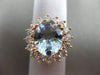 LARGE 5.65CT DIAMOND & AQUAMARINE 14KT ROSE GOLD PRINCESS DIANA ENGAGEMENT RING