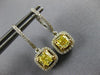 ESTATE 2.09CT WHITE & FANCY YELLOW DIAMOND 14KT GOLD SQUARE HANGING EARRINGS