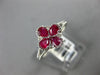 ESTATE .80CT DIAMOND & AAA RUBY 14K WHITE GOLD 4 LEAF FLOWER FILIGREE FUN RING