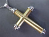 ESTATE LARGE 14KT WHITE & YELLOW GOLD 3D HANDCRAFTED SIMPLE CROSS PENDANT #24275