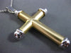 ESTATE LARGE 14KT WHITE & YELLOW GOLD 3D HANDCRAFTED SIMPLE CROSS PENDANT #24275