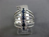 ESTATE WIDE .70CT DIAMOND & AAA SAPPHIRE 14K WHITE GOLD 3D MULTI ROW ETOILE RING