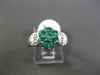 ESTATE WIDE .90CT DIAMOND & AAA COLOMBIAN EMERALD PLATINUM 3D FLOWER RING