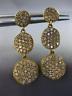 ESTATE LARGE 1.50CT DIAMOND 14KT YELLOW GOLD 3D CLUSTER JOURNEY HANGING EARRINGS