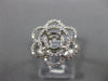 ESTATE .50CT DIAMOND 14K WHITE GOLD FLOWER ROUND HALO SEMI MOUNT ENGAGEMENT RING