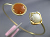 ESTATE .10CT DIAMOND QUARTZ & MOON STONE 14KT YELLOW GOLD SQUARE BANGLE BRACELET
