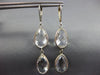 ESTATE LARGE AAA CRYSTAL 14K WHITE GOLD 3D TEAR DROP LEVER BACK HANGING EARRINGS
