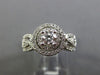 ESTATE WIDE 1.0CT DIAMOND 14KT WHITE GOLD 3D ROUND DOUBLE HALO ENGAGEMENT RING