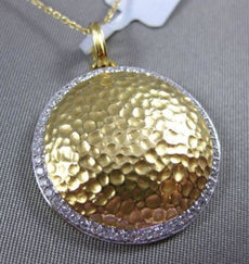 ESTATE .44CT DIAMOND 18KT 2 TONE GOLD HALO HANDCRAFTED CIRCULAR FLOATING PENDANT