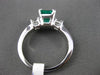 ESTATE 2.01CT DIAMOND & EMERALD 14KT WHITE GOLD 3 STONE SQUARE ENGAGEMENT RING