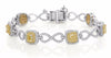 16.82CT WHITE & FANCY YELLOW DIAMOND 18K 2 TONE GOLD DOUBLE HALO TENNIS BRACELET