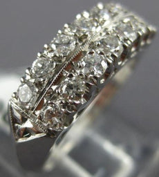 ANTIQUE WIDE 1.0CT DIAMOND PLATINUM CLASSIC 2 ROW FLAT ANNIVERSARY RING #17816