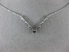 ESTATE .35CT ROUND & BAGUETTE DIAMOND 14K WHITE GOLD 3D CLASSIC V SHAPE NECKLACE