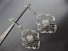 ESTATE LARGE 1.08CT DIAMOND 14K WHITE GOLD FLOWER OPEN FILIGREE HANGING EARRINGS