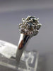 ESTATE WIDE .96CT WHITE & BLUE DIAMOND 14KT WHITE GOLD 3 STONE FLOWER LOVE RING