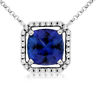 ESTATE 2.84CT DIAMOND& TANZANITE 14KT WHITE GOLD 3D CUSHION OCTAGON HALO PENDANT