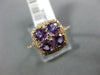 ESTATE 1.17CT DIAMOND & AAA AMETHYST 14KT ROSE GOLD 3D SQUARE FLOWER LOVE RING