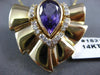 ESTATE LARGE 4.15CT DIAMOND & AAA AMETHYST 14K YELLOW GOLD SLIDER PENDANT #15213