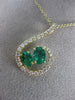 ESTATE LARGE 1.57CT DIAMOND & AAA EMERALD 14KT YELLOW GOLD LOVE FLOATING PENDANT