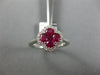 ESTATE .96CT DIAMOND & AAA RUBY 18KT WHITE GOLD 3D CLASSIC HALO FLOWER LOVE RING