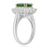ESTATE LARGE 3.89CT DIAMOND & AAA COLOMBIAN EMERALD 18KT GOLD ENGAGEMENT RING