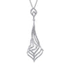ESTATE LARGE .97CT ROUND DIAMOND 18KT WHITE GOLD 3D SWIRL LEAF MULTI ROW PENDANT