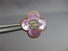 ESTATE .06CT DIAMOND & AAA MOTHER OF PEARL 14KT ROSE GOLD 4 CLOVER STUD EARRINGS