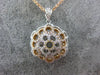 ESTATE .99CT DIAMOND 18K TRI COLOR GOLD CIRCULAR DOME SHAPE FLOWER PAVE PENDANT